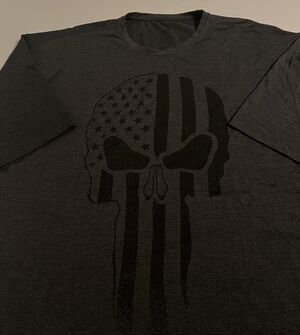 GASP Skull Flag Bodybuilding Workout Gym Performance T-Shirt 2XL Gray fitness